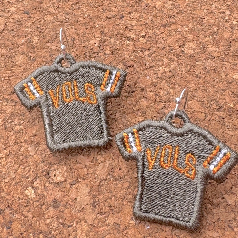 Game day Tennessee Jersey shaped earrings.